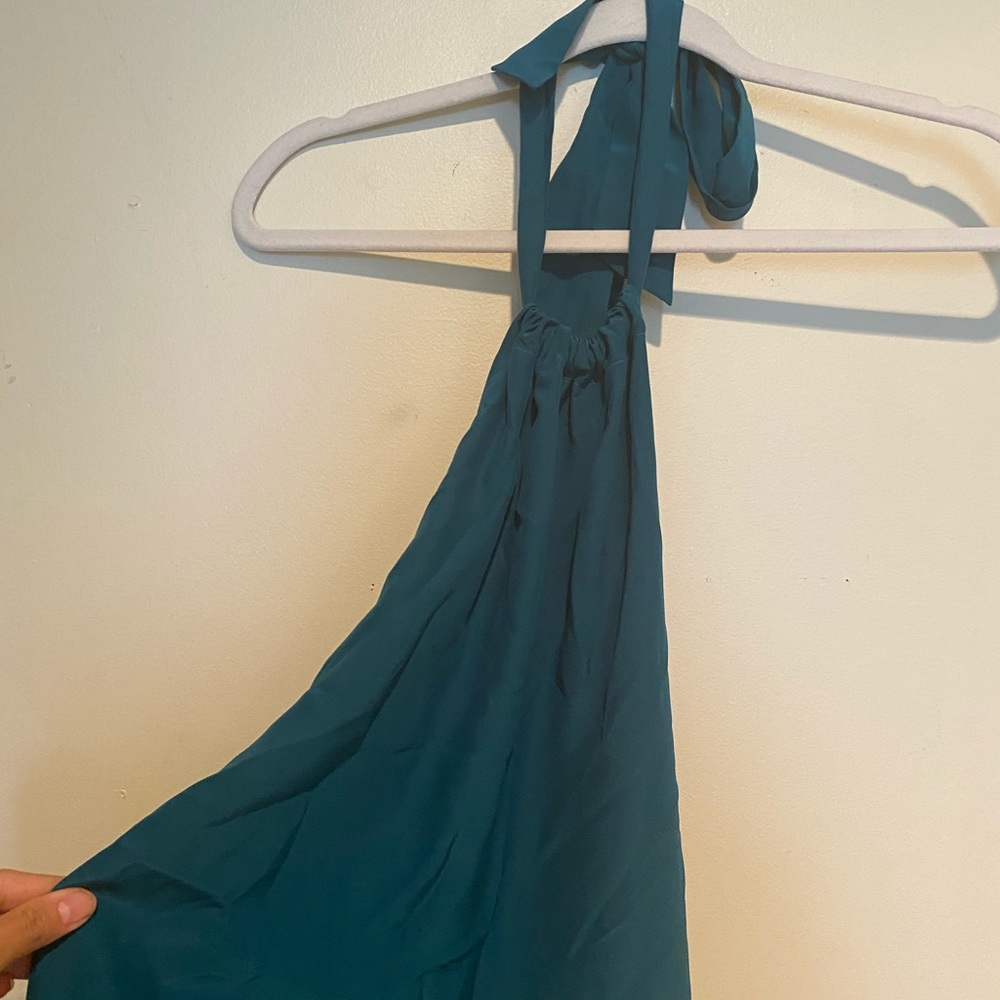 Silky Halter Dress - Teal / Aqua